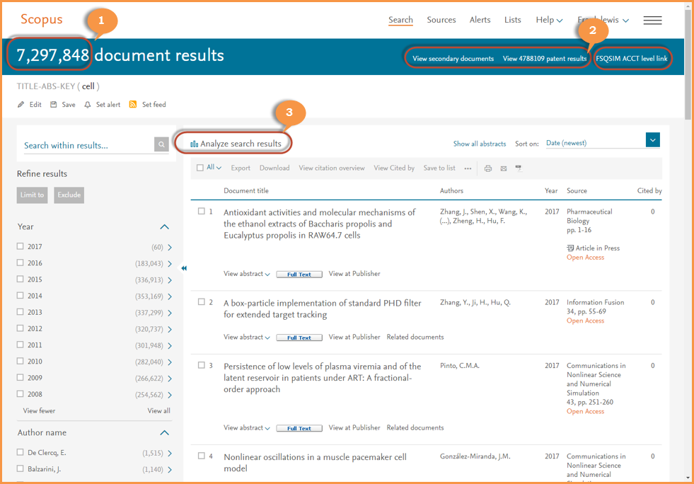 Document Search Results page