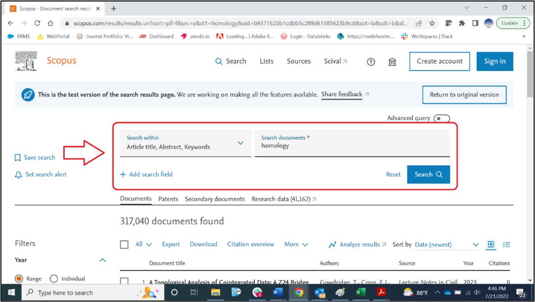 Try the redesigned Scopus Search Results Page!